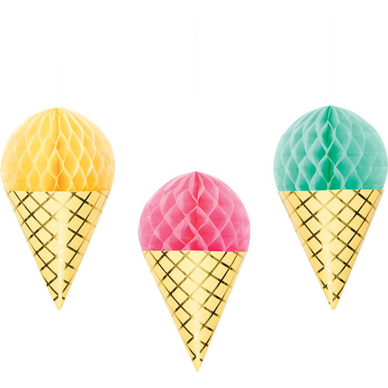 18/Case Bulk Ice Cream Party Hanging Honeycomb Ice Cream Decorations